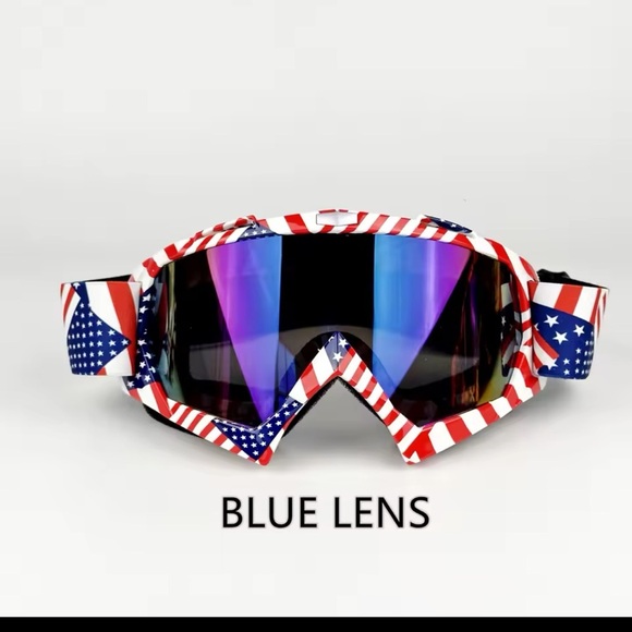 Other - Vibrant Occasion Patriotic Motocross Goggles – Blue Lens | USA Flag Design